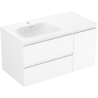 Mexen Rivel Badezimmerschrank 90 cm mit Waschbecken Vela links, 2S, 1D, geriffelt, weiß matt - 91A23-09047-3-BBFFF01-W23L01
