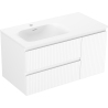 Mexen Rivel Badezimmerschrank 90 cm mit Waschbecken Vela links, 2S, 1D, gerillt, weiß matt - 91A23-09047-3-BBFFF01-W23L01