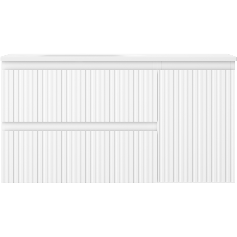 Mexen Rivel meuble de salle de bains 90 cm avec lavabo Vela gauche, 2S, 1D, rainuré, blanc mat - 91A23-09047-3-BBFFF01-W23L01