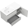 Mexen Rivel 90 cm bathroom cabinet with Vela left basin, 2S, 1D, fluted, matte gray/white matte - 91A23-09047-3-BBFFF62-W23L01