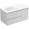 Mexen Rivel 90 cm bathroom cabinet with Vela left basin, 2S, 1D, fluted, matte gray/white matte - 91A23-09047-3-BBFFF62-W23L01