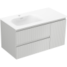 Mexen Rivel badkamerkast 90 cm met wastafel Vela links, 2S, 1D, geribbeld, grijs mat/wit mat - 91A23-09047-3-BBFFF62-W23L01