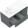 Mexen Rivel mobile da bagno 90 cm con lavabo Vela sinistro, 2S, 1D, scanalato, grafite opaco/bianco opaco