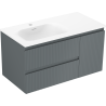 Mexen Rivel bathroom cabinet 90 cm with Vela sink on the left, 2S, 1D, fluted, graphite matte/white matte
