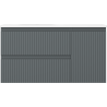 Mexen Rivel badkamerkast 90 cm met wastafel Vela links, 2S, 1D, geribbeld, grafiet mat/wit mat - 91A23-09047-3-BBFFF66-W23L01