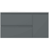 Mexen Rivel bathroom cabinet 90 cm with Vela sink on the left, 2S, 1D, fluted, graphite matte/white matte
