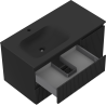 Mexen Rivel gabinete de baño de 90 cm con lavabo Vela izquierdo, 2S, 1D, acanalado, negro mate - 91A23-09047-3-BBFFF71-W23L71