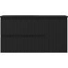 Mexen Rivel gabinete de baño de 90 cm con lavabo Vela izquierdo, 2S, 1D, acanalado, negro mate - 91A23-09047-3-BBFFF71-W23L71