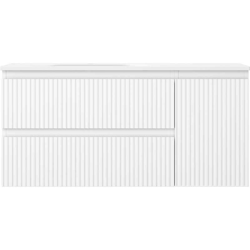 Mexen Rivel vannas istabas skapītis 100 cm ar izlietni Vela kreiso, 2S, 1D, rievots, balts mats - 91A23-10047-3-BBFFF01-W23L01