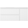 Mexen Rivel Badezimmerschrank 100 cm mit Waschtisch Vela links, 2S, 1D, geriffelt, weiß matt - 91A23-10047-3-BBFFF01-W23L01