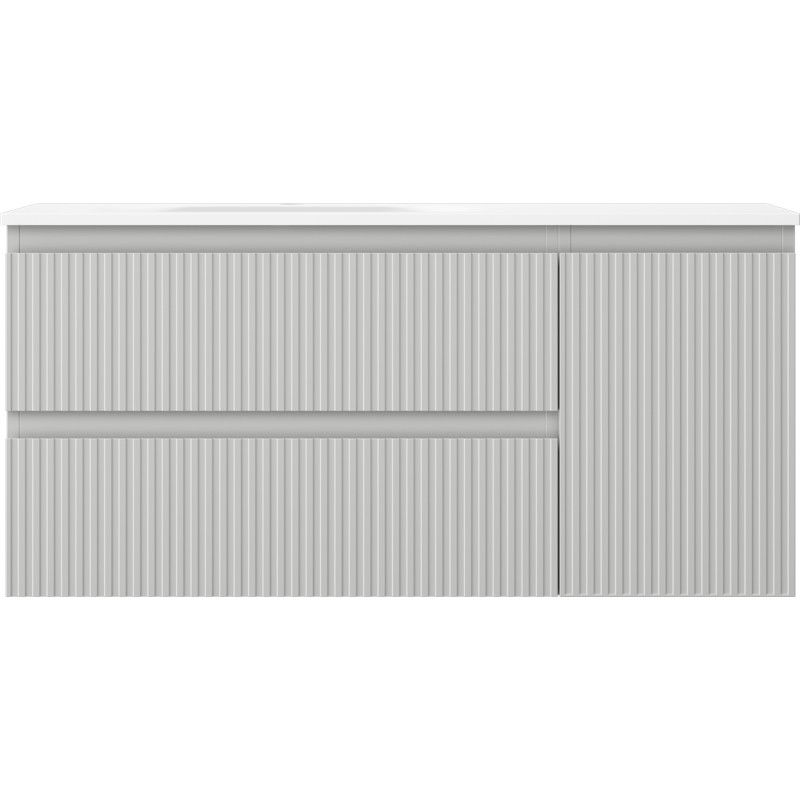 Mexen Rivel badkamerkast 100 cm met Vela wastafel links, 2S, 1D, geribbeld, grijs mat/wit mat - 91A23-10047-3-BBFFF62-W23L01