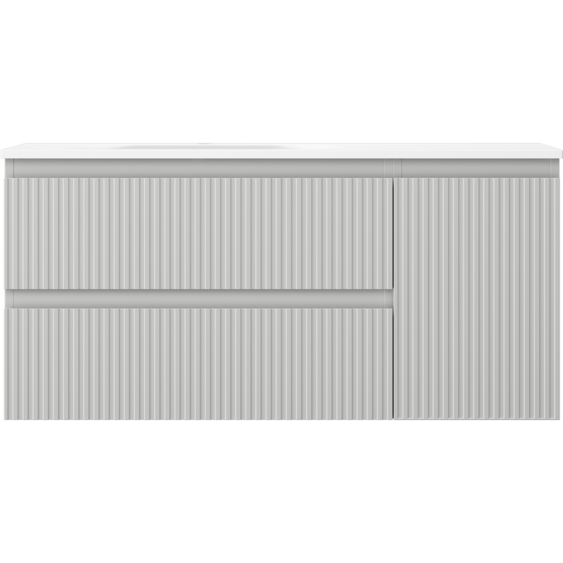 Mexen Rivel kopalna omarica 100 cm z umivalnikom Vela levo, 2S, 1D, rebrasta, siva mat/bela mat - 91A23-10047-3-BBFFF62-W23L01