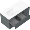 Mexen Rivel bathroom cabinet 100 cm with Vela left sink, 2S, 1D, fluted, graphite/white matte - 91A23-10047-3-BBFFF66-W23L01