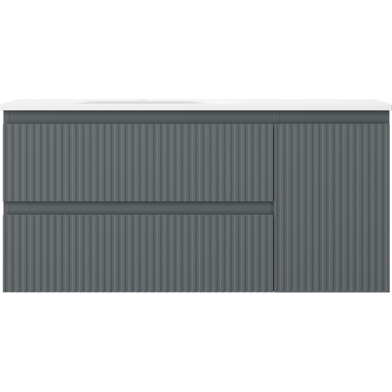 Mexen Rivel badkamerkast 100 cm met wastafel Vela links, 2S, 1D, geribbeld, grafiet/wit mat - 91A23-10047-3-BBFFF66-W23L01