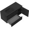 Mexen Rivel gabinete de baño de 100 cm con lavabo Vela izquierdo, 2S, 1D, acanalado, negro mate - 91A23-10047-3-BBFFF71-W23L71