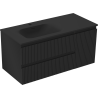 Mexen Rivel bathroom cabinet 100 cm with left Vela sink, 2S, 1D, fluted, black matte - 91A23-10047-3-BBFFF71-W23L71