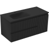 Mexen Rivel mobile da bagno 100 cm con lavabo Vela sinistro, 2S, 1D, scanalato, nero opaco - 91A23-10047-3-BBFFF71-W23L71
