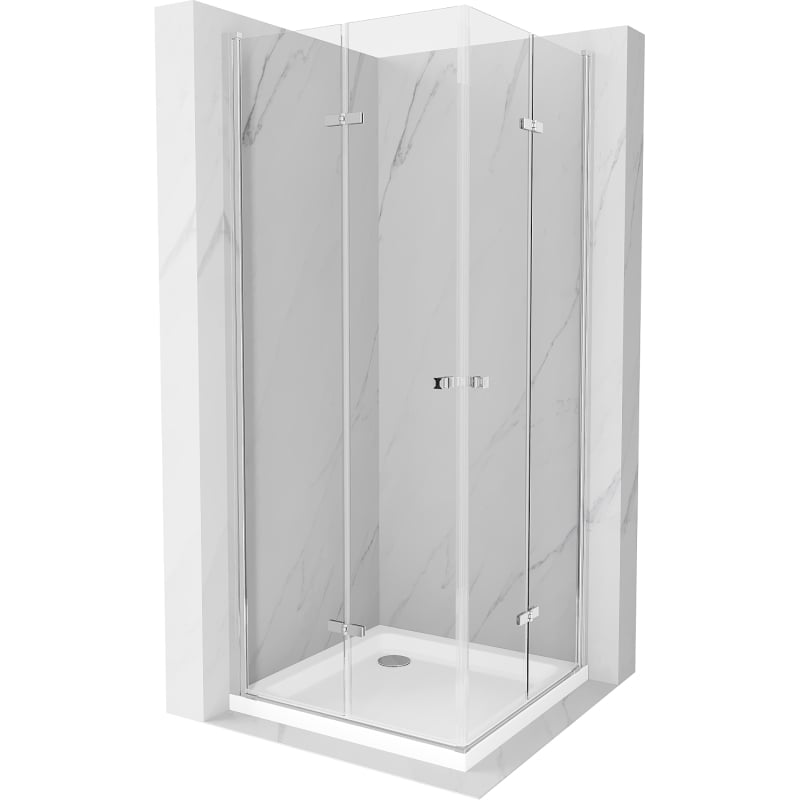 Mexen Lima Duo Folding Shower Cabin 80 x 80 cm, Transparent, Chrome + Flat Tray - 856-080-080-01-02-4010