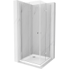Mexen Lima Duo faltbare Duschkabine 80 x 80 cm, transparent, Chrom + Duschwanne Flat - 856-080-080-01-02-4010