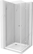 Mexen Lima Duo Folding Shower Cabin 80 x 80 cm, Transparent, Chrome + Flat Tray - 856-080-080-01-02-4010
