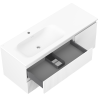 Mexen Rivel 120 cm Badezimmerschrank mit linkem Vela Waschbecken, 2S, 1D, gerillt, weiß matt - 91A23-12047-3-BBFFF01-W23L01
