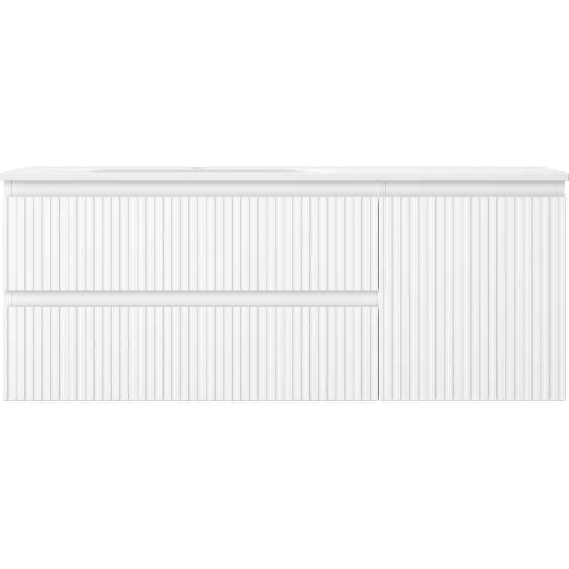 Mexen Rivel kopalniška omara 120 cm z umivalnikom Vela levo, 2S, 1D, rebrasta, bela mat - 91A23-12047-3-BBFFF01-W23L01