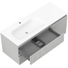 Mexen Rivel meuble de salle de bain 120 cm avec lavabo Vela gauche, 2 tiroirs, 1 porte, rainuré, gris mat/blanc mat