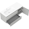 Mexen Rivel meuble de salle de bain 120 cm avec lavabo Vela gauche, 2 tiroirs, 1 porte, rainuré, gris mat/blanc mat