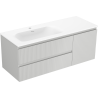 Mexen Rivel mobile da bagno 120 cm con lavabo Vela sinistro, 2S, 1D, scanalato, grigio opaco/bianco opaco