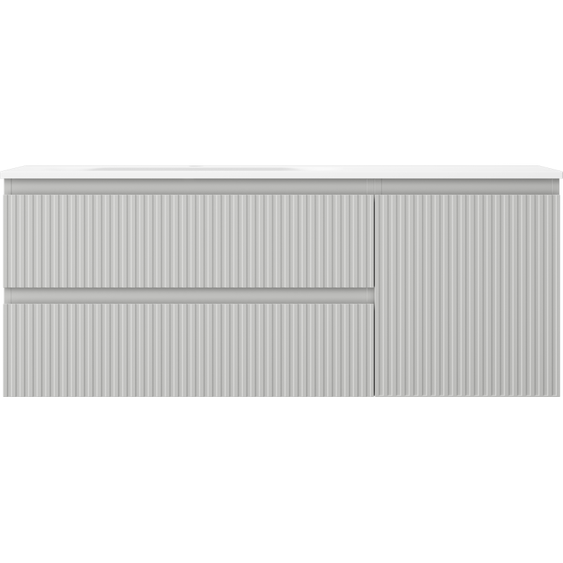 Mexen Rivel Buedzëmerschaf mat 120 cm Bredd mat Vela Lavabo lénks, 2S, 1D, rifeléiert, gro matte/gro matte