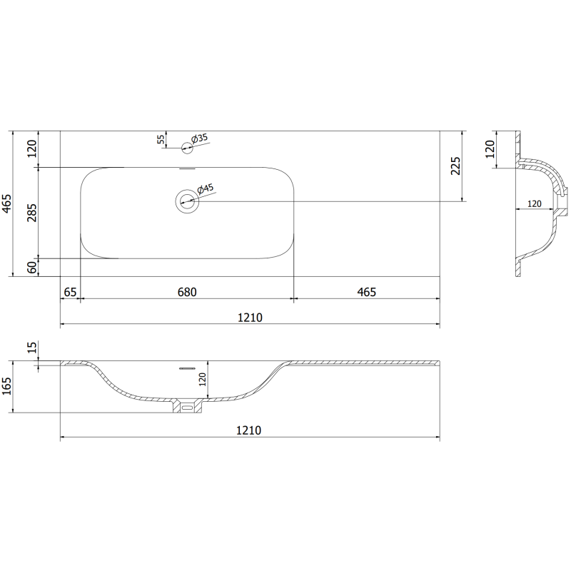 Mexen Rivel Buedzëmmer Schaf 120 cm mat Vela banne, 2S, 1D, gefluert, Grafit/Wäiss mat - 91A23-12047-3-BBFFF66-W23L01