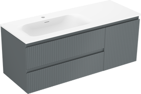 Mexen Rivel mobiletto da bagno 120 cm con lavabo Vela sinistro, 2S, 1D, scanalato, grafite/bianco opaco