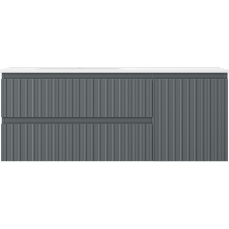 Mexen Rivel badkamerkast 120 cm met wastafel Vela links, 2S, 1D, gegroefd, grafiet/wit mat - 91A23-12047-3-BBFFF66-W23L01