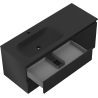 Mexen Rivel Badezimmerschrank 120 cm mit Waschtisch Vela links, 2S, 1T, geriffelt, Schwarz matt - 91A23-12047-3-BBFFF71-W23L71