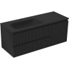 Mexen Rivel badkamerkast 120 cm met wastafel Vela links, 2S, 1D, geribbeld, zwart mat - 91A23-12047-3-BBFFF71-W23L71