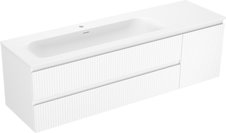 Mexen Rivel mobiletto da bagno 160 cm con lavabo Vela sinistro, 2S, 1D, scanalato, bianco opaco - 91A23-16047-3-BBFFF01-W23L01