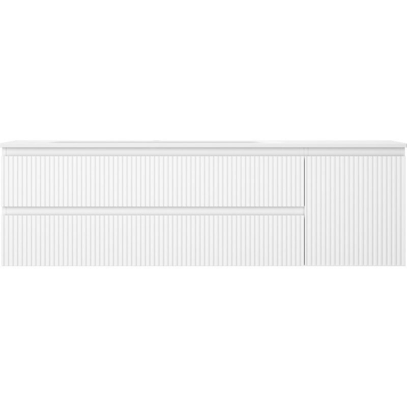 Mexen Rivel badkamerkast 160 cm met wastafel Vela links, 2 lades, 1 deur, geribbeld, wit mat - 91A23-16047-3-BBFFF01-W23L01