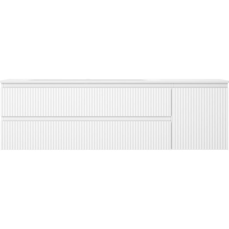 Mexen Rivel badkamerkast 160 cm met wastafel Vela links, 2S, 1D, gegroefd, mat wit - 91A23-16047-3-BBFFF01-W23L01