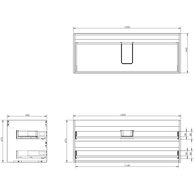 Mexen Rivel armadietto da bagno 160 cm con lavabo Vela sinistro, 2S, 1D, scanalato, grigio opaco/bianco opaco
