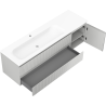 Mexen Rivel bathroom cabinet 160 cm with Vela left sink, 2S, 1D, grooved, gray matte/white matte - 91A23-16047-3-BBFFF62-W23L01