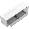 Mexen Rivel bathroom cabinet 160 cm with Vela left sink, 2S, 1D, grooved, gray matte/white matte - 91A23-16047-3-BBFFF62-W23L01