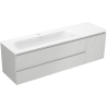 Mexen Rivel bathroom cabinet 160 cm with Vela left sink, 2S, 1D, grooved, gray matte/white matte - 91A23-16047-3-BBFFF62-W23L01