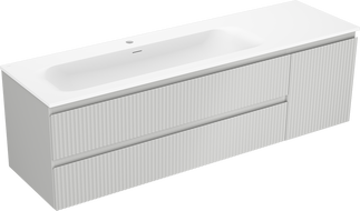 Mexen Rivel armadietto da bagno 160 cm con lavabo Vela sinistro, 2S, 1D, scanalato, grigio opaco/bianco opaco