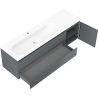 Mexen Rivel badkamerkast 160 cm met wastafel Vela links, 2L, 1D, gegroefd, grafiet/wit mat - 91A23-16047-3-BBFFF66-W23L01