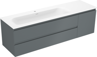 Mexen Rivel kopalniška omarica 160 cm z umivalnikom Vela levo, 2S, 1D, rebrasta, grafit/bela mat - 91A23-16047-3-BBFFF66-W23L01