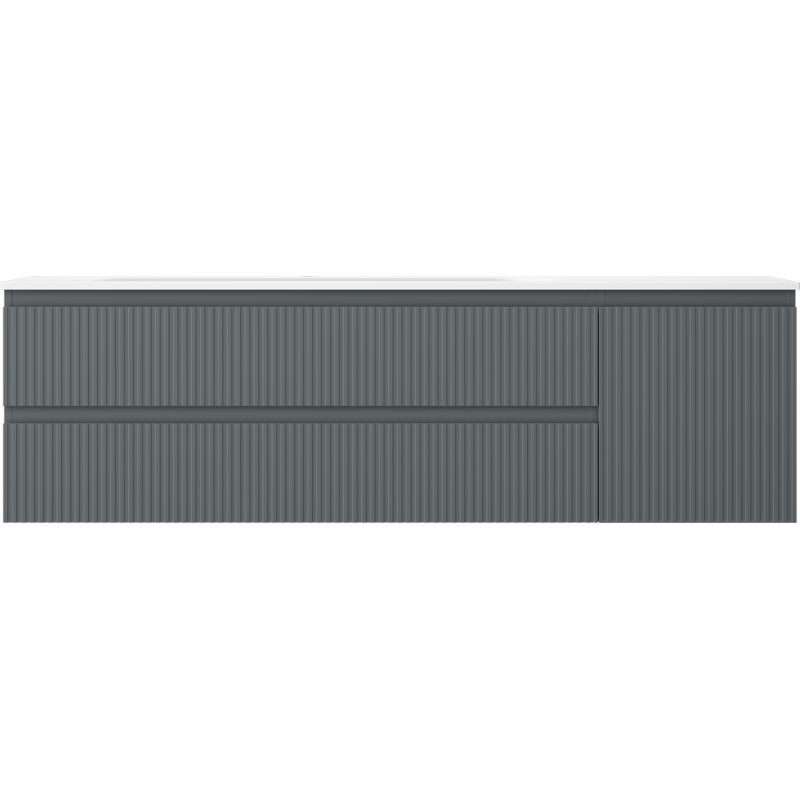 Mexen Rivel badkamerkast 160 cm met wastafel Vela links, 2S, 1D, gegroefd, grafiet/wit mat - 91A23-16047-3-BBFFF66-W23L01