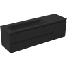 Mexen Rivel badkamerkast 160 cm met wastafel Vela links, 2S, 1D, geribbeld, zwart mat - 91A23-16047-3-BBFFF71-W23L71
