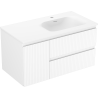 Mexen Rivel armario de baño 90 cm con lavabo Vela derecho, 2S, 1D, estriado, blanco mate - 91A23-09047-3-BBFFF01-W23P01