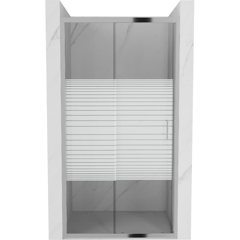 Mexen Apia puerta de ducha corredera 90 cm, franjas, cromo - 845-090-000-01-20