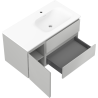 Mexen Rivel badkamerkast 90 cm met wastafel Vela rechts, 2S, 1D, gefreesd, grijs mat/wit mat - 91A23-09047-3-BBFFF62-W23P01
